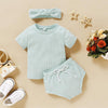 3-piece Solid T-shirt & Bloomers & Headband for Baby Girl Clothing Wholesale - PrettyKid