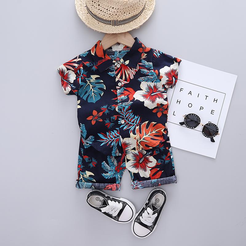 Grow Boy Leaves Print Vacation & Beach Casual Suit - PrettyKid