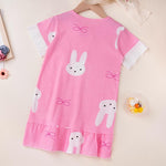 Toddler Girl Rabbit Pattern Lace Stitching Pajamas Dress Children's Clothing - PrettyKid