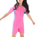 Kid Girl Contrast Colored Jumpsuit Swimsuits - PrettyKid
