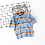5-13Y Big Boys Striped Hit Color Half Sleeve T-Shirts Wholesale Kids Boutique Clothing - PrettyKid