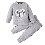 Casual Heart Print Girl Lovely Hoodie Set With Pant Trendy Kids Wholesale Clothing - PrettyKid