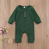Baby Button Long Sleeve Solid Color Romper Wholesale Baby Clothes Bulk - PrettyKid