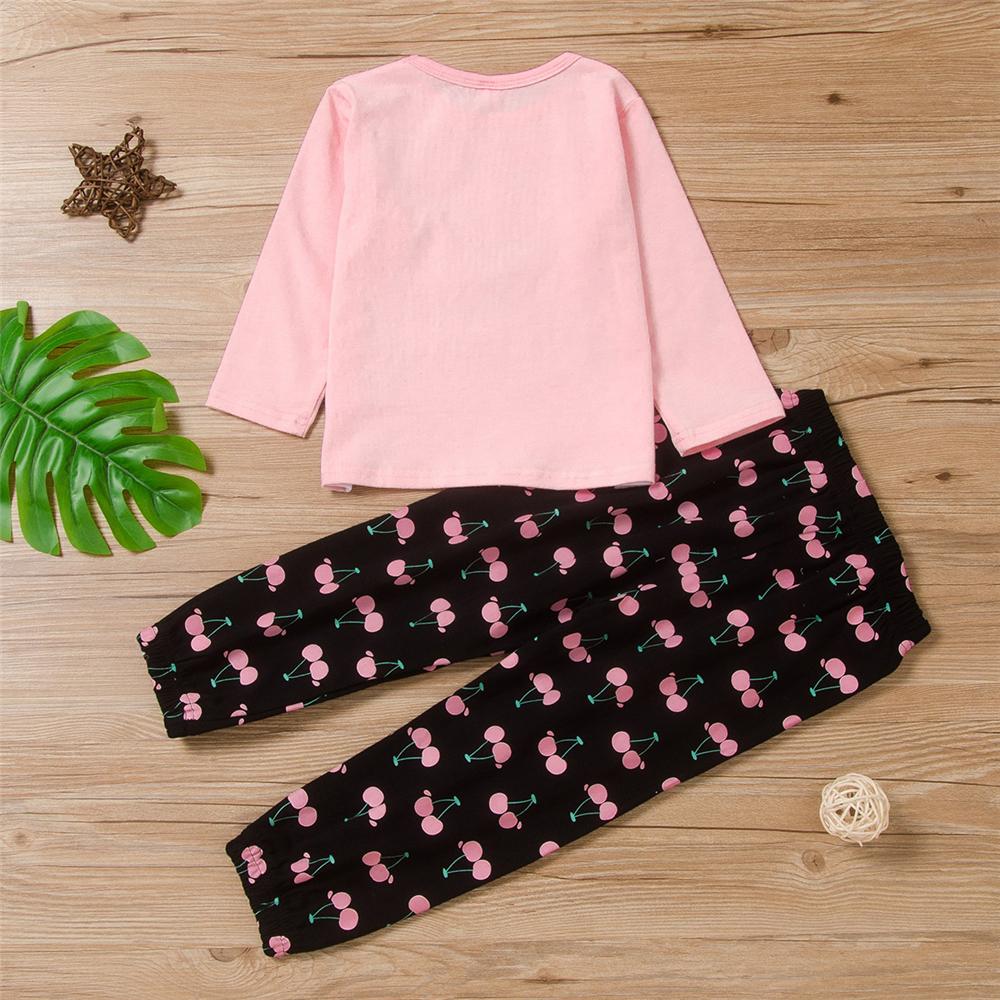 Girls Cherry Letter Printed Long Sleeve Top & Trousers Wholesale Girl Clothing - PrettyKid