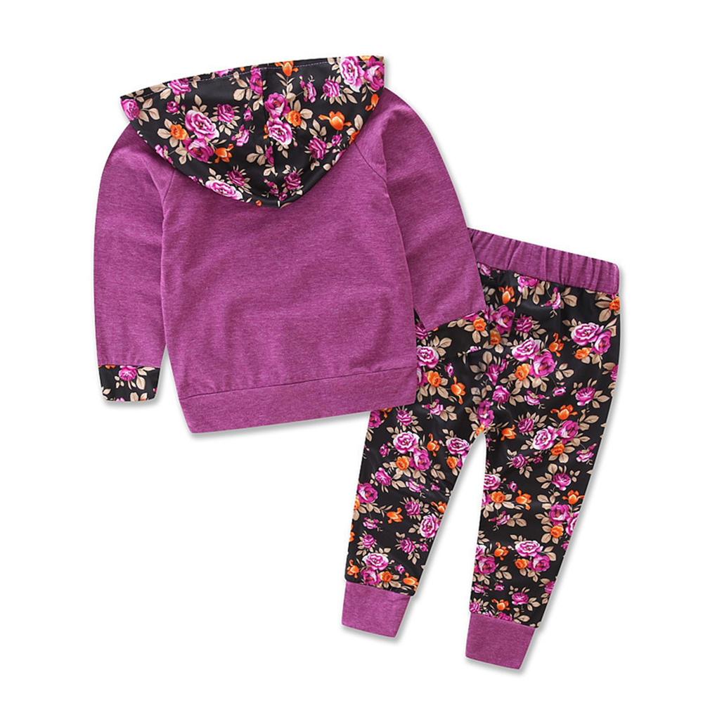 Girls Floral Long Sleeve Hooded Top & Pants Newborn Baby Girl Gowns - PrettyKid
