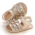 Baby Girls Glitter Magic Tape Layered Sandals Wholesale Baby Shoes vendors - PrettyKid
