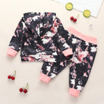 Baby Girls Hooded Tie Dye Long Sleeve Tops & Trousers - PrettyKid