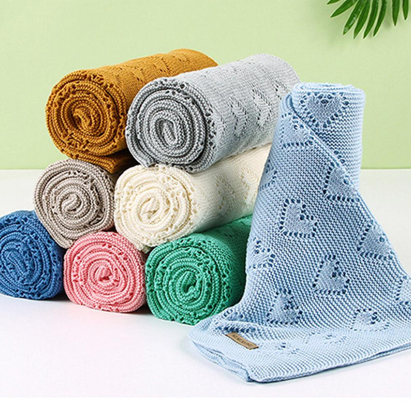 Baby Knitted Heart Hollow Out Blankets Wholesale Cheap Baby Blankets In Bulk - PrettyKid