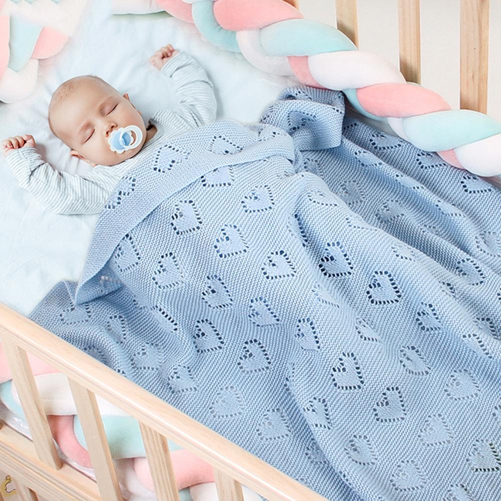 Baby Knitted Heart Hollow Out Blankets Wholesale Cheap Baby Blankets In Bulk - PrettyKid