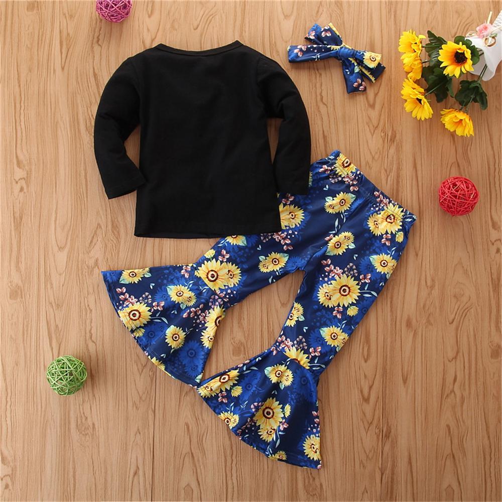 Toddler Girls Long Sleeve Floral Top & Flared Trousers Wholesale Girls Clothes - PrettyKid