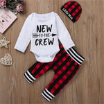 Baby Boy New To The Crew Romper Plaid Set Wholesale Baby Boutique Items - PrettyKid