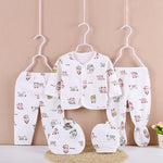 Newborn Solid Color Cartoon Print Cotton 5PCS Baby Apparel Gift Box Newborn Baby Clothes Wholesale - PrettyKid
