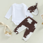 Autumn 2023 Baby Suit 0-18M Long Sleeved Letter Jumpsuit Cartoon Animal Pants Hat 3-piece Set - PrettyKid