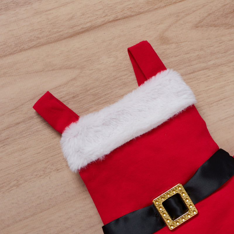 Baby Girls Solid Color Fur Collar Halter Christmas Jumpsuit Set - PrettyKid
