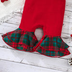 Baby Girls Cute Christmas Print Sleeveless Flared Jumpsuit Hairband Set - PrettyKid