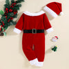 Baby Boys Solid Color Christmas Plush Neckline Long-sleeved Jumpsuit - PrettyKid