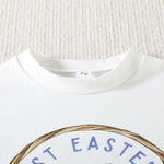 2023 Easter New Baby Bodysuit Cartoon Rabbit Letter Print Short Sleeve Triangle Romper Creeper - PrettyKid