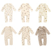 Baby Boys Girls Cotton Solid Color Cartoon Print Long-sleeved Jumpsuit - PrettyKid