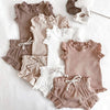 Baby Girls Solid Cotton Summer Ruffle Jumpsuit - PrettyKid