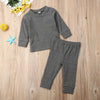 Baby Boys Girls Long Sleeve Shoulder Button Knit Bottomed Shirt Set - PrettyKid