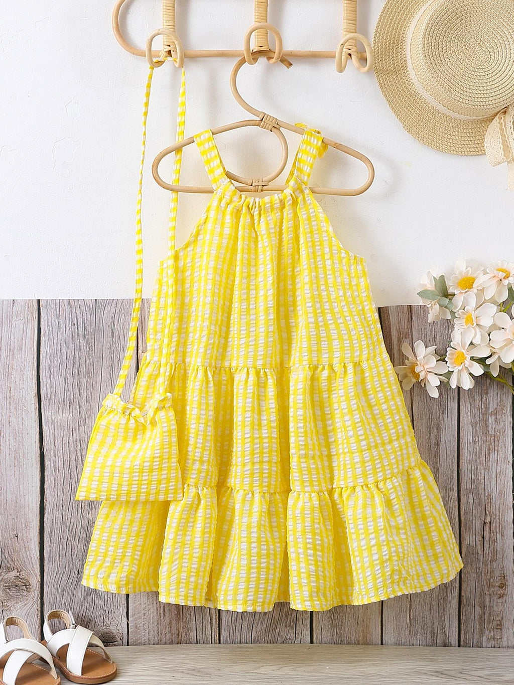 2023 Summer New Girls' Dress Off The Shoulder Hanging Neck Simple Solid Beach Holiday Dress Wholesale