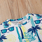 Boys Plant Sunglasses Printed Short Sleeve Top Wholesale Kids clothes Distributors - PrettyKid