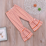 Girls Pumpkin Printed Long Sleeve Tops & Striped Trousers - PrettyKid