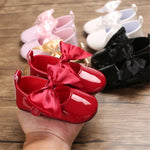 Baby Girls Solid Bow Decor Soft Flats Shoes - PrettyKid