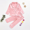 Girls Solid Cardigan Long Sleeve Pajamas Suit Wholesale Childrens Pajamas - PrettyKid