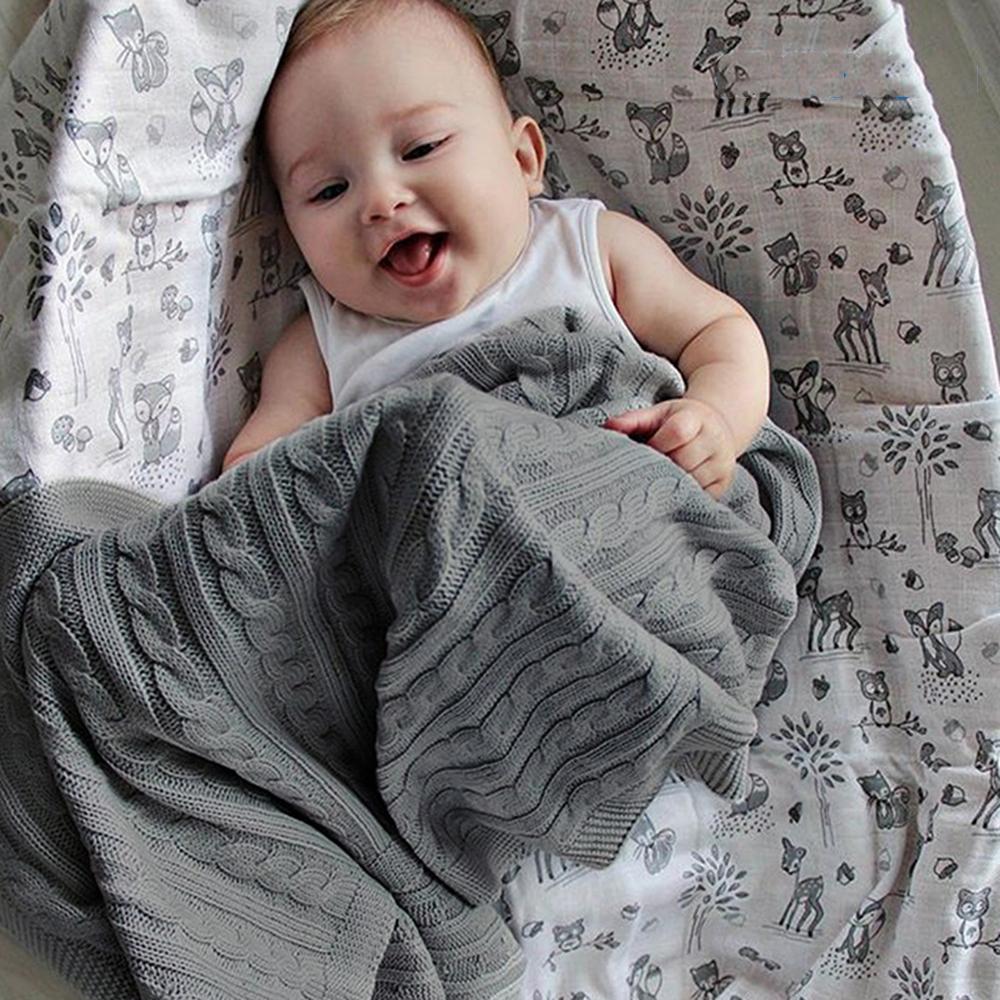Baby Solid Color Knitted Casual Newborn Baby Blankets - PrettyKid