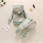 Baby Unisex Tie Dye Hooded Long Sleeve Top & Pants Baby Jumper Clothes - PrettyKid