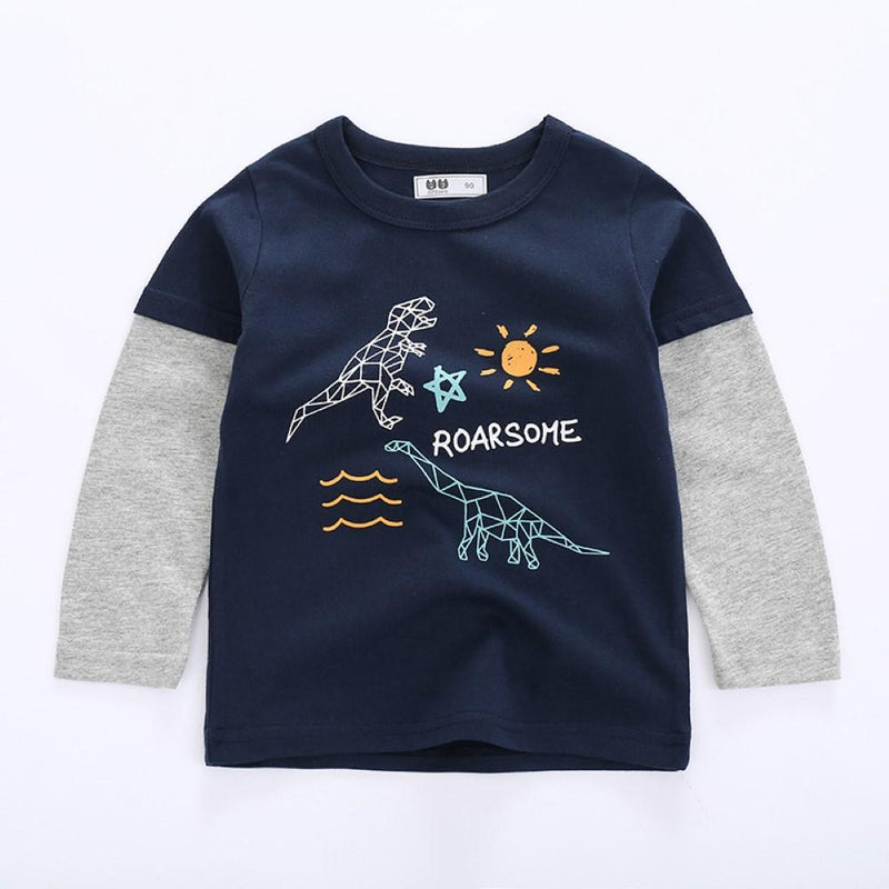Toddler Boys Dinosaur Printed Long Sleeve Top Wholesale Boys Clothing - PrettyKid
