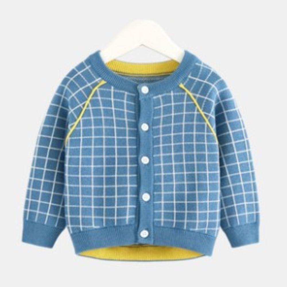 Unisex Kid Lattice Pattern Knitting Outerwear Toddler Boys Cardigans - PrettyKid