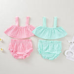 Baby Girl 2pcs Solid Pattern Suit Cami Top & Short - PrettyKid