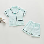9M-3Y Baby Pajamas Sets Muslin Plain Shirts & Shorts Wholesale Baby Boutique Clothing - PrettyKid