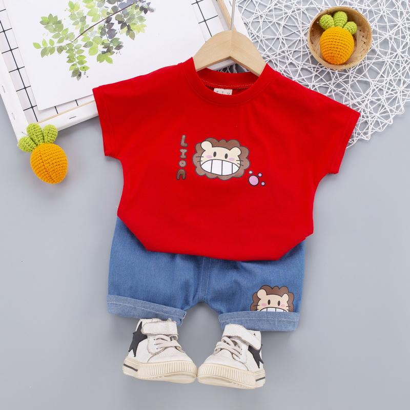 2-piece Lion Pattern T-shirt & Shorts for Children Boy - PrettyKid