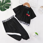 Toddler Girl 2pcs Sporty Style Summer Suit T-Shirt & Pants - PrettyKid