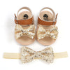 3-18M Sequin Bow Sandals & Headband Walking Shoes For Baby Girl - PrettyKid