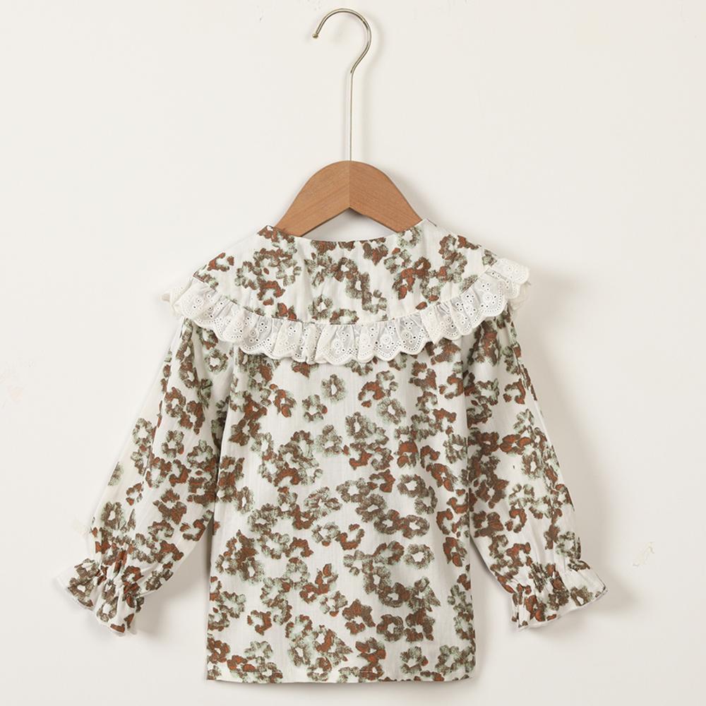 Girls Lace Doll Collar Long Sleeve Floral Printed Cardigan Blouse Wholesale Girls - PrettyKid