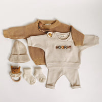 Unisex 100% Cotton Waffle Baby Clothes Top+Pants