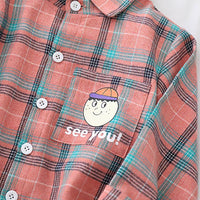 Cartoon Design Plaid Shirt for Children Boy - PrettyKid