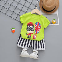 2-piece Cartoon Design T-shirt & Shorts for Children Boy - PrettyKid