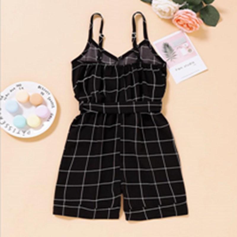 Bownot Decor Plaid Dungarees for Toddler Girl Wholesale children's clothing - PrettyKid