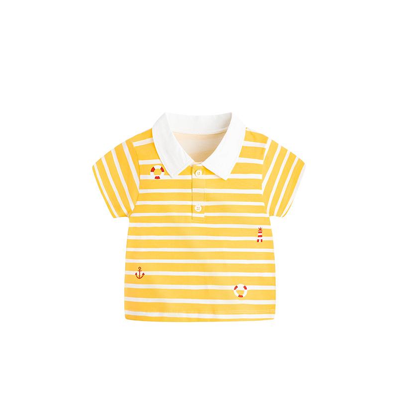 Toddler Boy Polo Collar Striped Pattern Top Wholesale Children's Clothing - PrettyKid