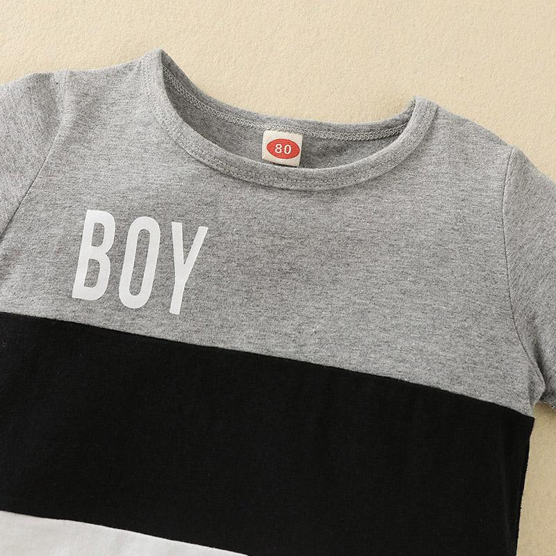 Baby Boy Color-block Letter Print T-shirt & Shorts Children's Clothing - PrettyKid