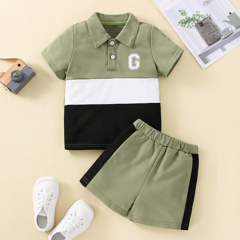 18M-6Y Toddler Boys Sets Color Blocking Polo Shirts & Shorts Boys Wholesale Clothing - PrettyKid