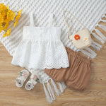 6-24months Baby Sets White Lace Camisole & Shorts Suit Wholesale Baby Clothes - PrettyKid
