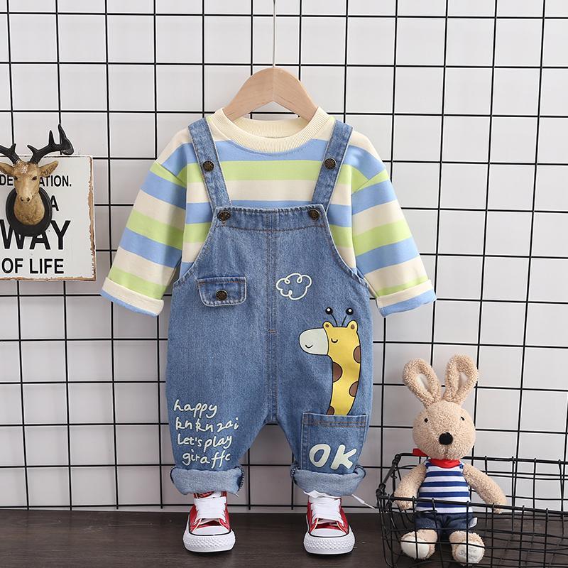 2-piece Striped Sweatshirts & Dungarees for Children Boy - PrettyKid