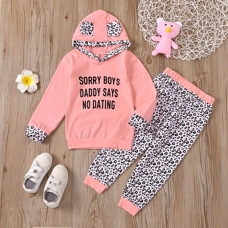 2-piece Letter Pattern Hoodie & Pants for Toddler Girl - PrettyKid