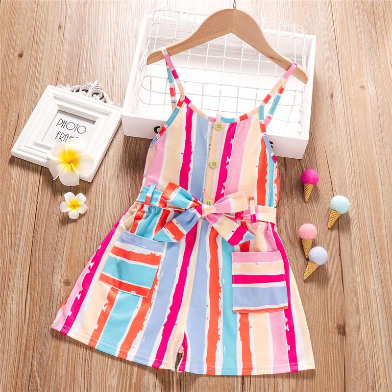 Grow Girl Colorful Striped Cami Overalls - PrettyKid